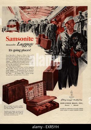 1940er Jahren USA Samsonite Magazin Anzeige Stockfoto