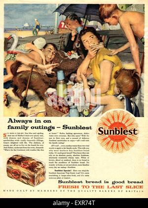 1950er Jahre UK Sunblest Brot Magazin Anzeige Stockfoto