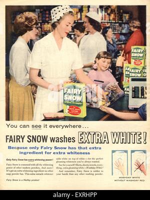 Anzeige der 1950er Jahre britische Fairy Schnee Zeitschrift Stockfoto