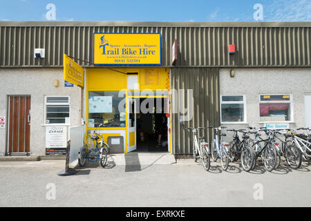 Der Trail-Bike mieten Shop auf der Camel Trail in Padstow Cornwall UK Stockfoto