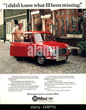 1970er Jahre UK Mini Magazin Anzeige Stockfoto