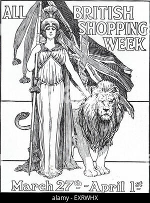 1910er Jahre UK Reich alle British Shopping Week Magazine Anzeige Stockfoto