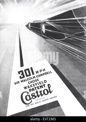 1930er Jahre UK Castrol Magazin Anzeige Stockfoto