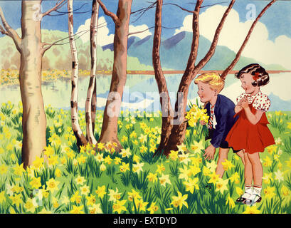 1950er Jahre UK Vorschule Illustrationen buchen Platte Stockfoto