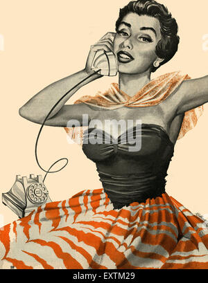 1950er Jahren USA Womens Geschichte Illustrationen Magazin Platte Stockfoto