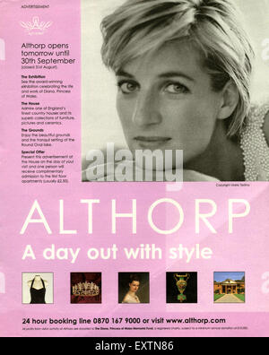 2000er Jahre UK Althorp House Magazin Anzeige Stockfoto