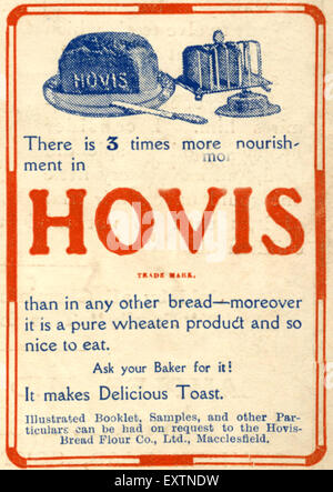 1900 s UK Hovis Magazin Anzeige Stockfoto