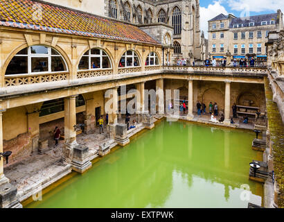 Das große Bad an die römischen Bäder in Bath, Somerset, England, Großbritannien Stockfoto