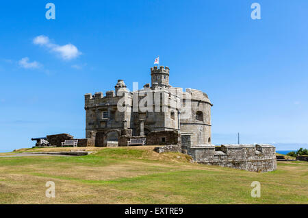 Der Bergfried im Pendennis Castle, Falmouth, Cornwall, England, Vereinigtes Königreich Stockfoto