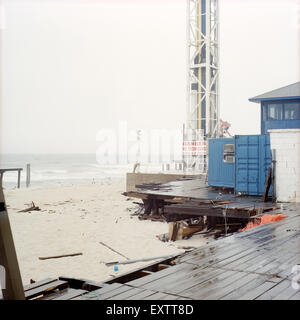 Ansicht der zerstörten Pier von Hurrikan Sandy aufgenommen am 7. Juni 2013 in Seaside Heights, New Jersey Stockfoto
