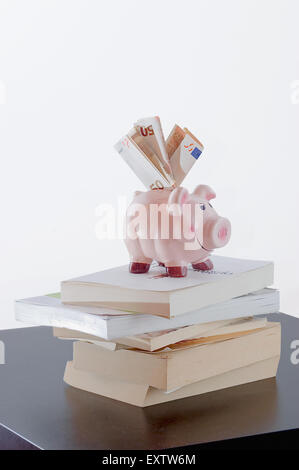 Die Kosten für den Kauf von Büchern ist eine Investition Stockfoto