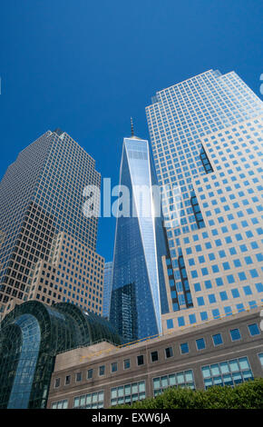 World Financial Center und der Freedom Tower, One World Trade Center in New York City Stockfoto