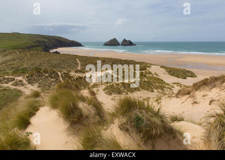 Holywell Bay Sanddünen Nordcornwall Küste England UK in der Nähe von Newquay und Crantock Stockfoto