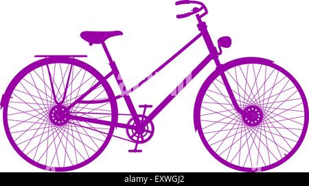 Silhouette des Retro-Fahrrad im violetten design Stock Vektor