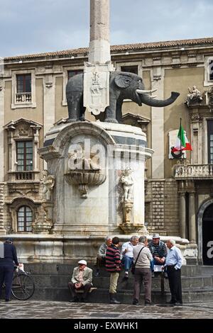 Elefant-Brunnen, Catania, Sizilien, Italien, Europa Stockfoto