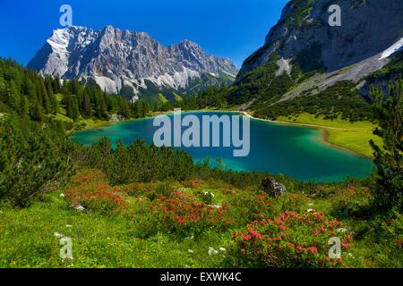 Seebensee mit Zugspitze, Ehrwald, Tirol, Österreich Stockfoto