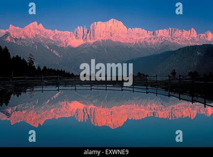 Abendstimmung im Tierser Tal, Südtirol, Italien Stockfoto