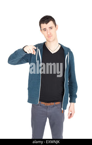 Hübscher Mann dabei verschiedene Ausdrücke in verschiedenen Arten von Kleidung Stockfoto
