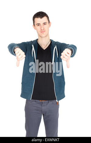 Hübscher Mann dabei verschiedene Ausdrücke in verschiedenen Arten von Kleidung Stockfoto