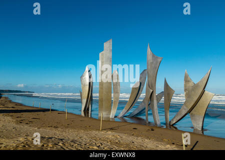 Omaha Beach, Denkmal, Les Braves, Collevilles Sur Mer, Normandie, Frankreich Stockfoto