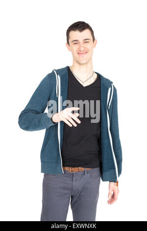 Hübscher Mann dabei verschiedene Ausdrücke in verschiedenen Arten von Kleidung Stockfoto