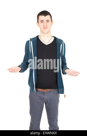 Hübscher Mann dabei verschiedene Ausdrücke in verschiedenen Arten von Kleidung Stockfoto