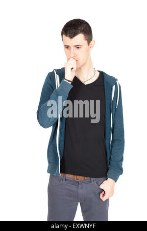 Hübscher Mann dabei verschiedene Ausdrücke in verschiedenen Arten von Kleidung Stockfoto