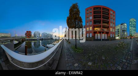 Westhafen, Frankfurt Am Main, Deutschland, sphärischen panorama Stockfoto