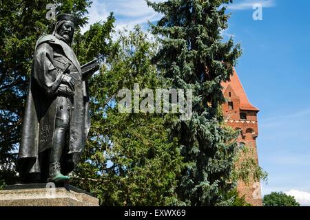 Statue von Kaiser Karl IV., Schloss Tangermünde, Sachsen-Anhalt, Deutschland, Europa Stockfoto