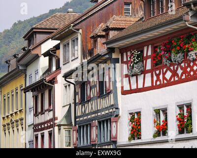 Mittelalterliche Häusern in Stein bin Rhein, Schweiz Stockfoto