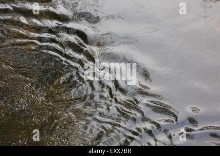 Wasseroberfläche von oben fotografiert. Wildfluss Oberfläche mit Wellen. Natur-Abstraktion Stockfoto