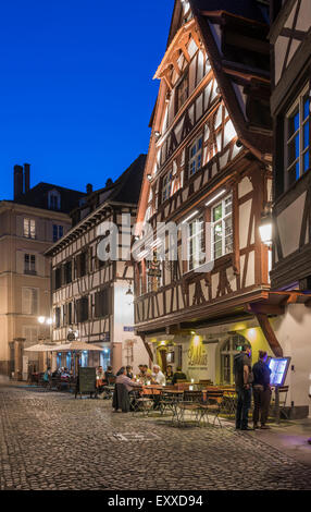 Restaurants in La Petite France alte Stadt Bezirk, Straßburg, Frankreich, Europa Stockfoto