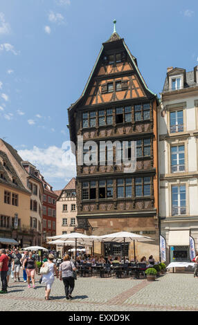 Maison Kammerzell einen berühmten mittelalterlichen gotischen Haus in Place De La Cathedrale, Straßburg, Frankreich, Europa Stockfoto