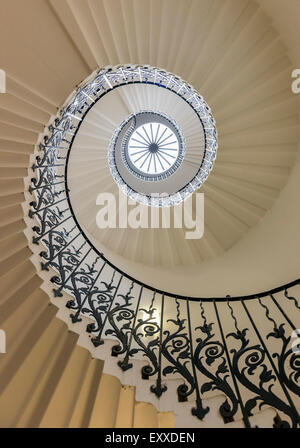 Die Tulpe-Treppe in die Königin Haus, Greenwich, London, England, UK Stockfoto