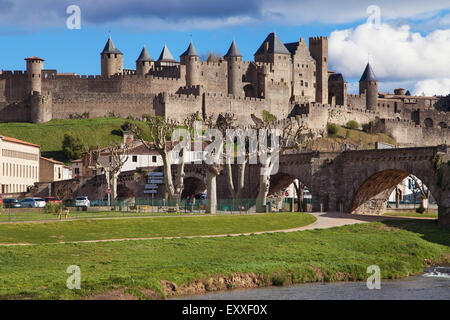 Cite de Carcassonne, Languedoc-Roussillon, Frankreich. Stockfoto