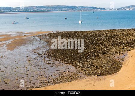 Strand bei Ebbe, Swansea Bucht, Mumbles, Gower Halbinsel, Süd-Wales, UK Stockfoto