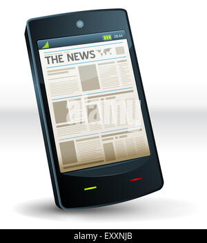 Beispiel für eine Zeitung Veröffentlichung Bildschirm auf eine Handytasche Smartphone Computergerät Stockfoto