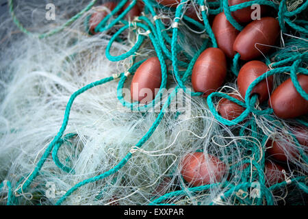 Nahaufnahme von Fischernetzen am port Stockfoto