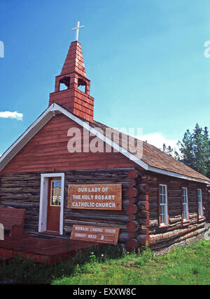 Unserer lieben Frau vom Rosenkranz katholischen Kirche in Burwash Landing, Alaska Highway, Yukon Stockfoto