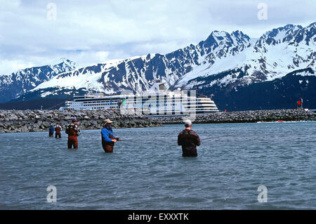 Lachs Angeln, Resurrection Bay, Seward, Alaska Stockfoto