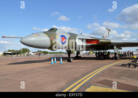 Avro Vulcan B2 Bomber XH 558 Flugzeuge in RAF Farben auf Static Display der RIAT Fairford 2015, UK. Credit: Antony Nessel/Alamy leben Nachrichten Stockfoto