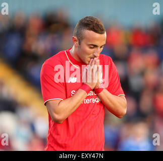 RSC, Waterford, Irland. 18. Juli 2015. Vorsaison-Fußball freundlich. Waterford United gegen Liverpool XI. Samed Yesil, Liverpool, feiert nach einem Tor. Bildnachweis: Action Plus Sport Bilder/Alamy Live News Stockfoto