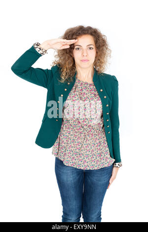 Schöne Hispanic Frau dabei verschiedene Ausdrücke in verschiedenen Arten von Kleidung: stramm Stockfoto