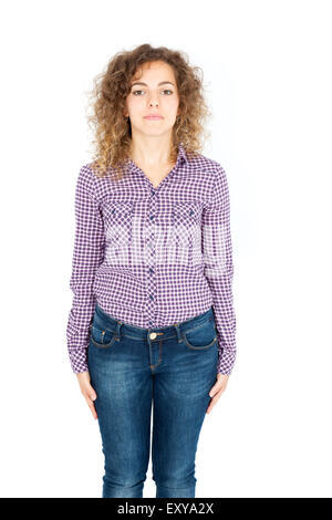 Schöne Hispanic Frau dabei verschiedene Ausdrücke in verschiedenen Arten von Kleidung: stramm Stockfoto