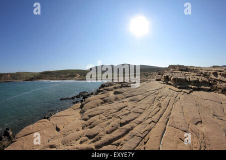 Erstaunliche Felsformationen Outworld / Formen, der Natur-Kunst an Falakro Kap, Propouli Dorf, Lemnos Island, Griechenland Stockfoto