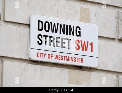 Straßenschild Downing Street, London, UK. Stockfoto