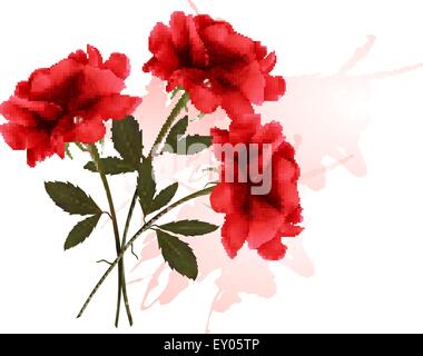 Urlaub-Hintergrund mit drei roten Rosen. Vektor. Stock Vektor