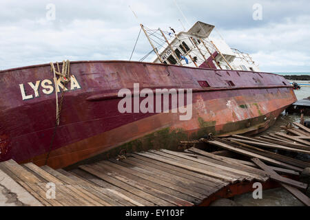 Schiffswrack, verursacht durch den Hurrikan Ida Big Corn Island Harbor, Nicaragua Stockfoto