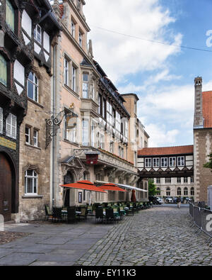 Braunschweig, Braunschweig, Deutschland.  Al Duomo Restaurant, traditionelle historische Gebäude der Altstadt, Altstadt Stockfoto