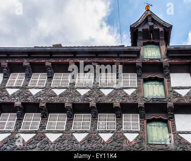 Braunschweig, Braunschweig - Gildehaus, Gilde Haus der Handwerker-Verein, Holzschnitzerei & halbe Fachwerk Fassade Stockfoto